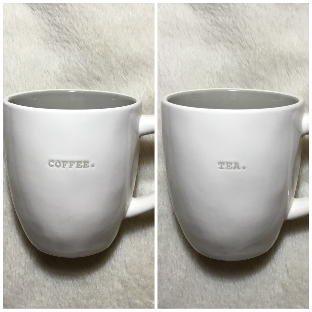💗SOLD💗 Rae Dunn COFFEE TEA Grey Type Font Mug Set NWT New